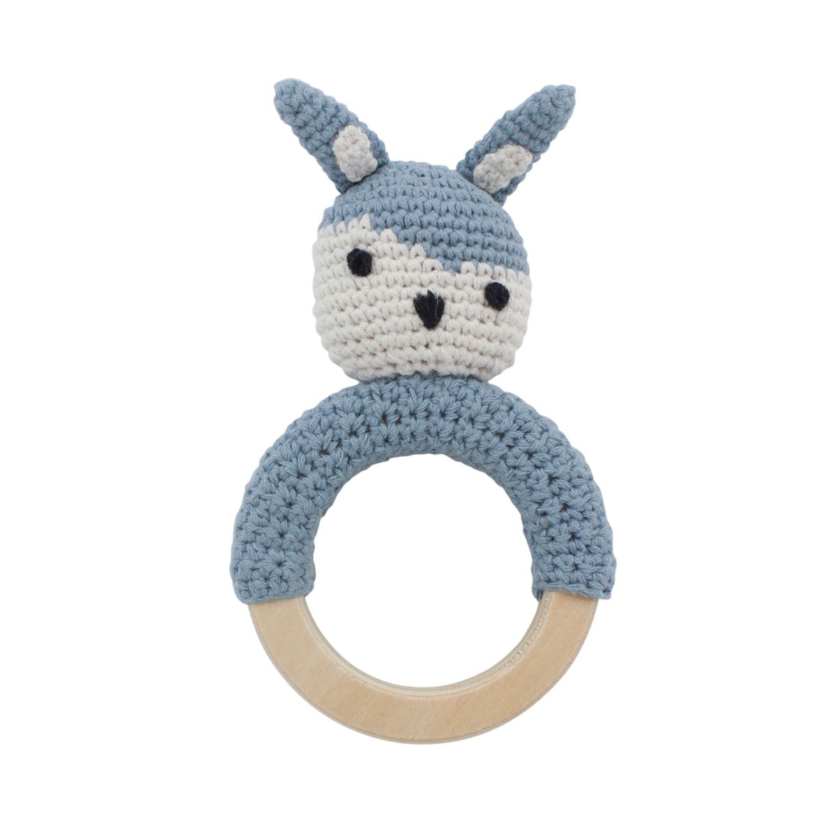 Sebra, heklet leke på trering, kaninen Siggy powder blue