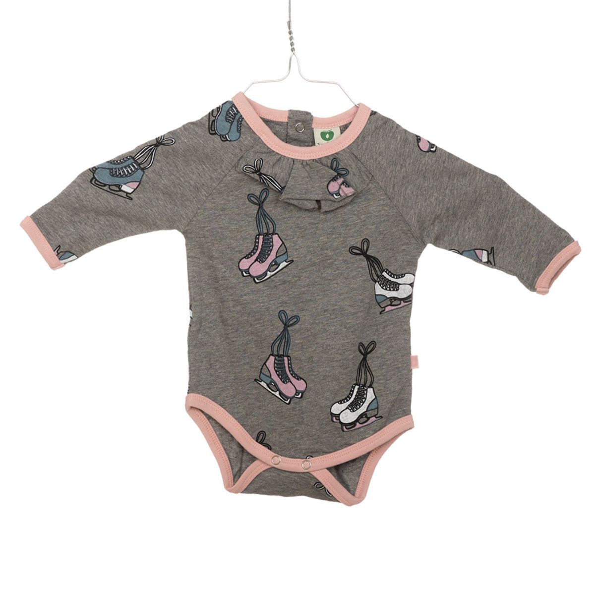 Småfolk, Body skøyter gra med rosa kant (74 cm)