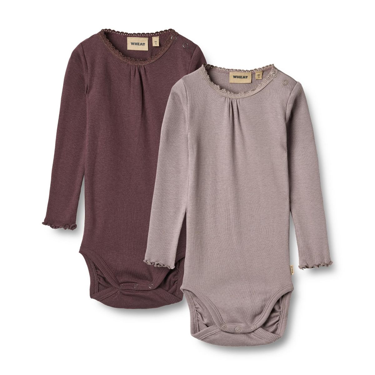 Wheat, 2 Rib Body L/S Lotta, Baby, Purple Fudge (62/3 mnd)