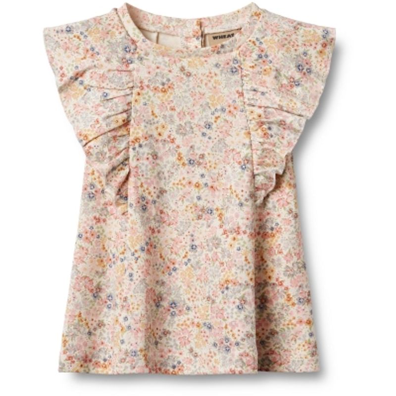 Wheat, Jersey Babykjole Ruffle Shirley, Bright flowers