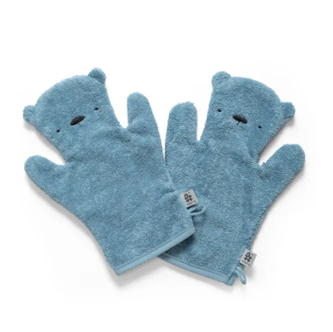 Hovedbilde Sebra, Terry bath puppet set, Milo, powder blue