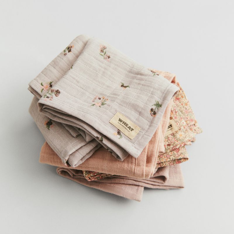 Wheat, 2 pk Muslin Kaya, Baby, Rose Dust