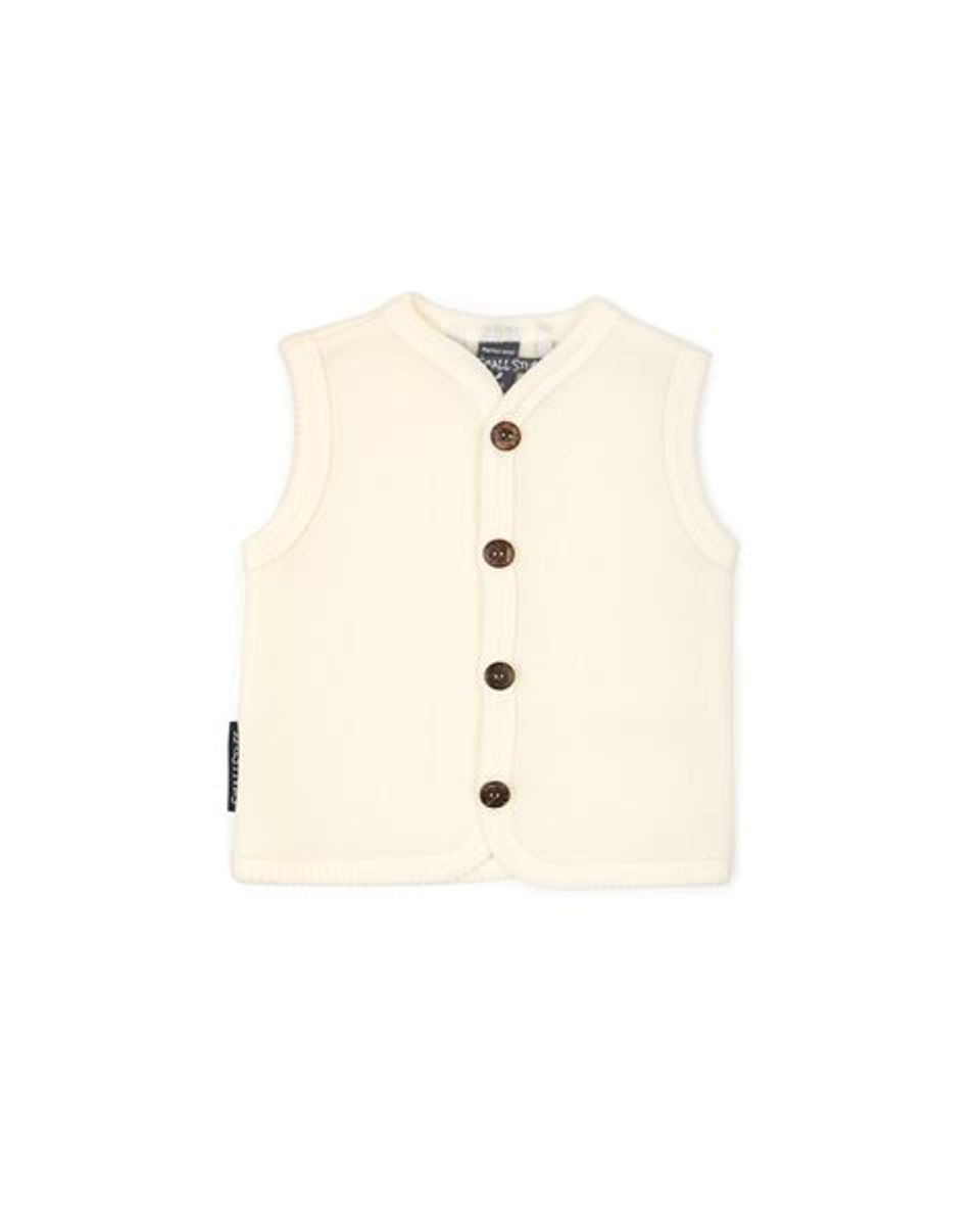 Smallstuff Vest med knapper, merinoull, off-white (68/74)